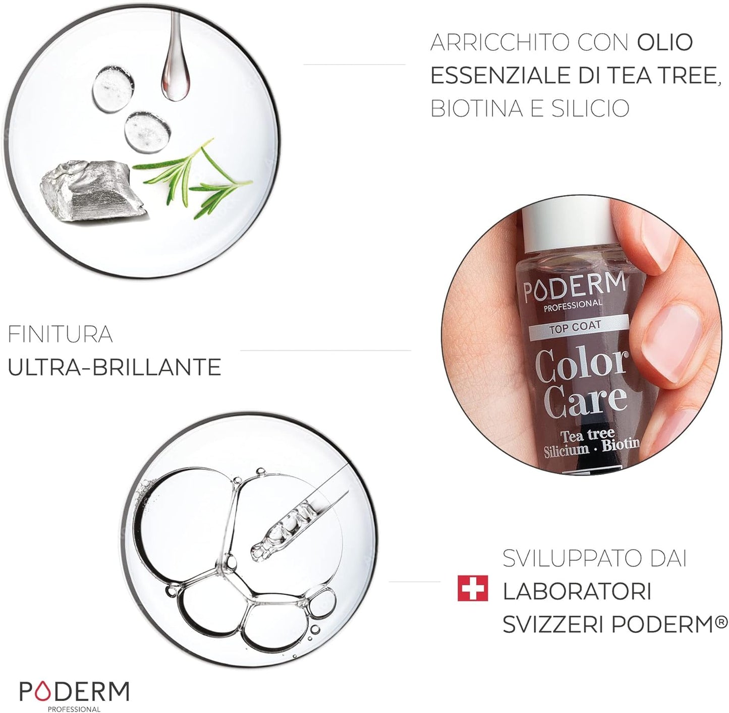 PODERM - NAIL MYCOSIS | TEA TREE Coloured Nail Polish | Prevention and Treatment of Yellow/Damaged Nails by Mycosis | Treatment and Colour | Hands/Feet | Swiss Made