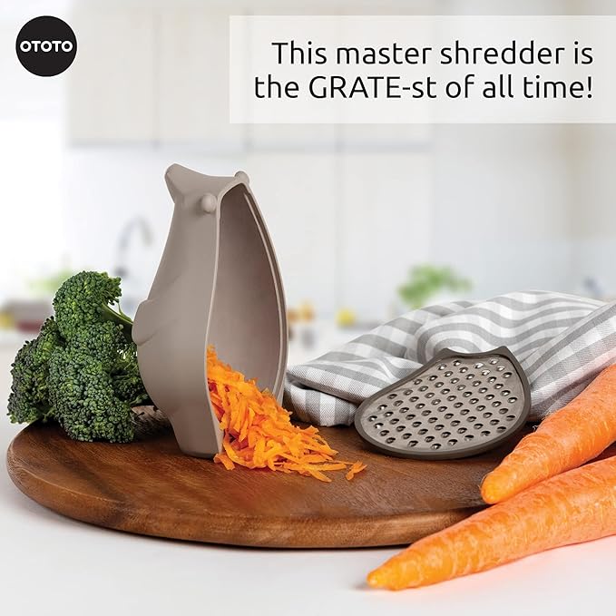 OTOTO Barry The Bear Box Cheese Grater - Compact Stainless Steel, BPA Free, Dishwasher Safe, Vegetable Shredder, Fun Kitchen Gadget, Cute Gifts