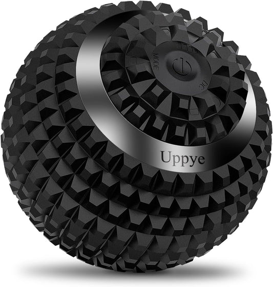Uppye Vibrating Massage Ball for Physical Therapy and Workout Recovery, Ideal for Yoga, Deep Tissue Myofascial Release Tools - Back, Shoulder & Foot Muscle Massager (Black)