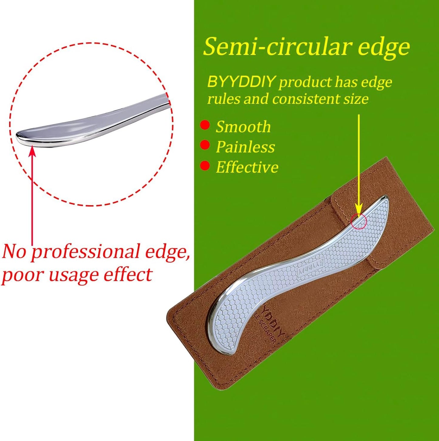 BYYDDIY Stainless Steel Gua Sha Muscle Scraper Tool,Scar Tissue Tool,Physical Therapy Tools,Muscle Scraping Tool,Guasha Massage Scraper,IASTM Tools,Skin Scraping Tool,Soft Tissue Massage Tool