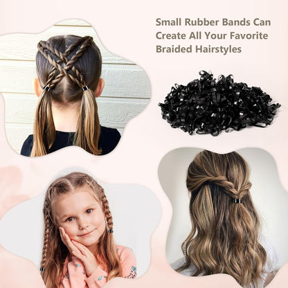Diboniur 50 Pieces Hair Elastics and 450 Pieces Small Hair Elastics for Hair, Small Women Hair Elastics, Black Cotton Hair Bands for Women and Men