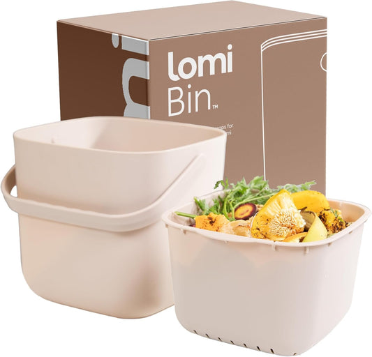 Lomi Compost Bin | Kitchen Countertop | Odorless | Easy Clean (Taupe, 7L)