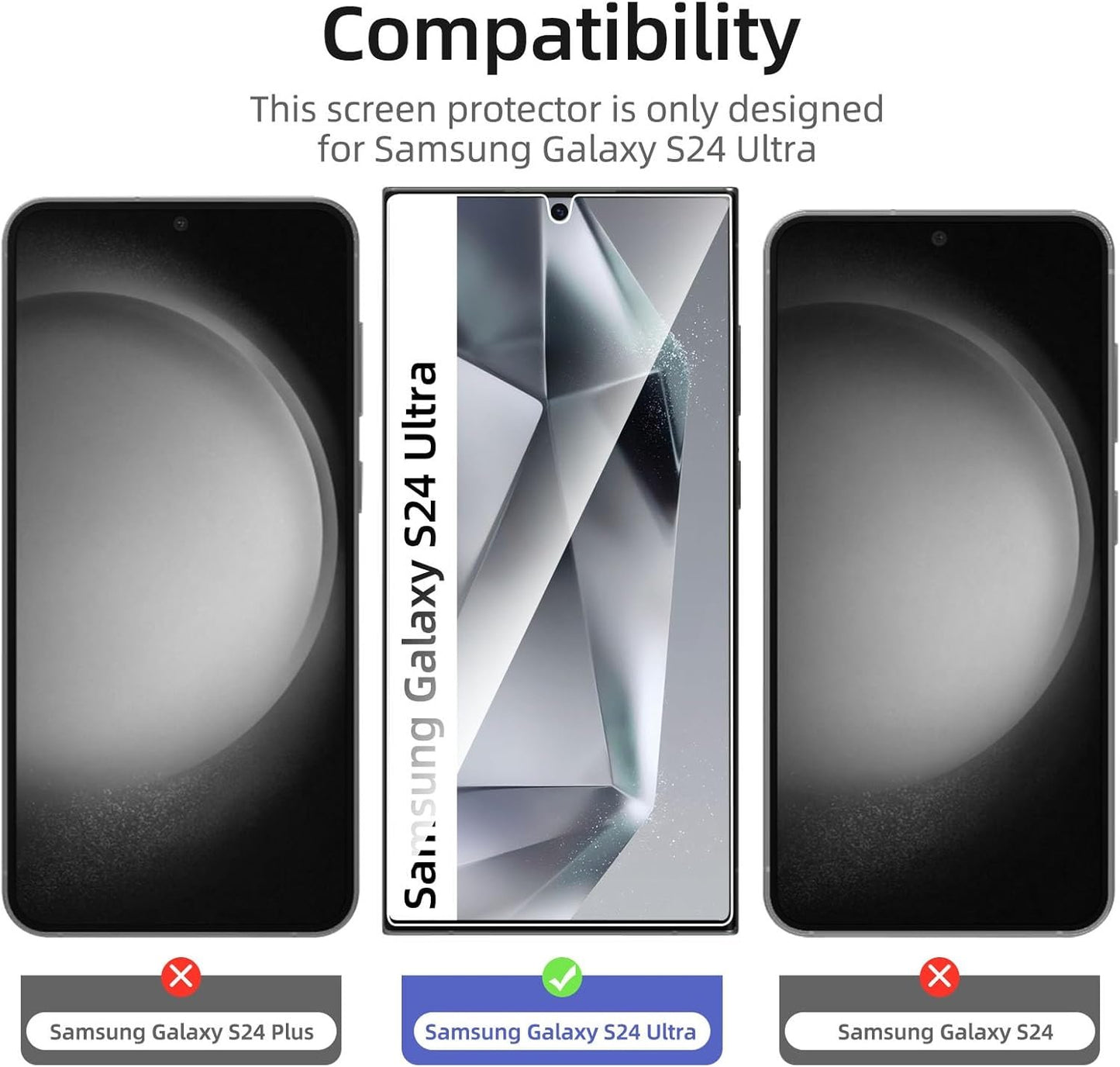 NEW'C 3 Pack Designed for Samsung Galaxy S24 Ultra (No for S24/S24 Plus) Screen Protector Tempered Glass,Case Friendly Scratch-proof, Bubble Free, Ultra Resistant