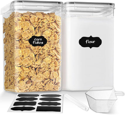 Stelive 2-Piece Extra Large Food Storage Containers (6.5L/Each) Airtight Pantry Storage Containers Organiser Dry Food Canisters Plastic Leak-proof Canisters for Home & Kitchen with Labels & Pen
