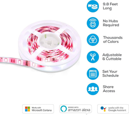 Geeni Prisma Strip Lighting Smart Wi-Fi Color Changing LED Light Strip Kit, Voice Control, Weatherproof, 9.8 ft