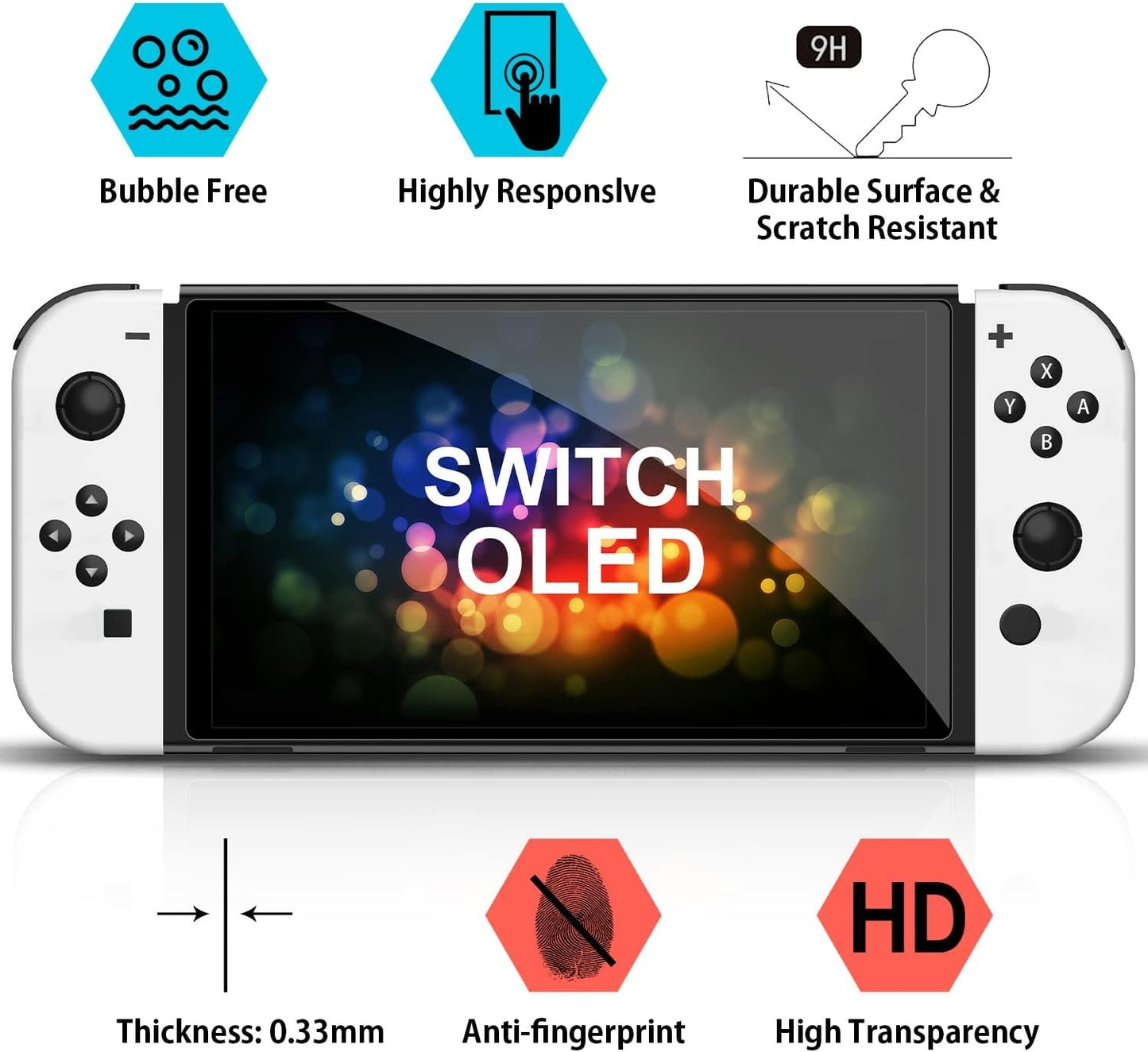 [4 Pack] daydayup Tempered Glass Screen Protector Compatible with Nintendo Switch OLED Model 2021 - with [Alignment Frame] Transparent HD Clear Screen Protector for Nintendo Switch OLED