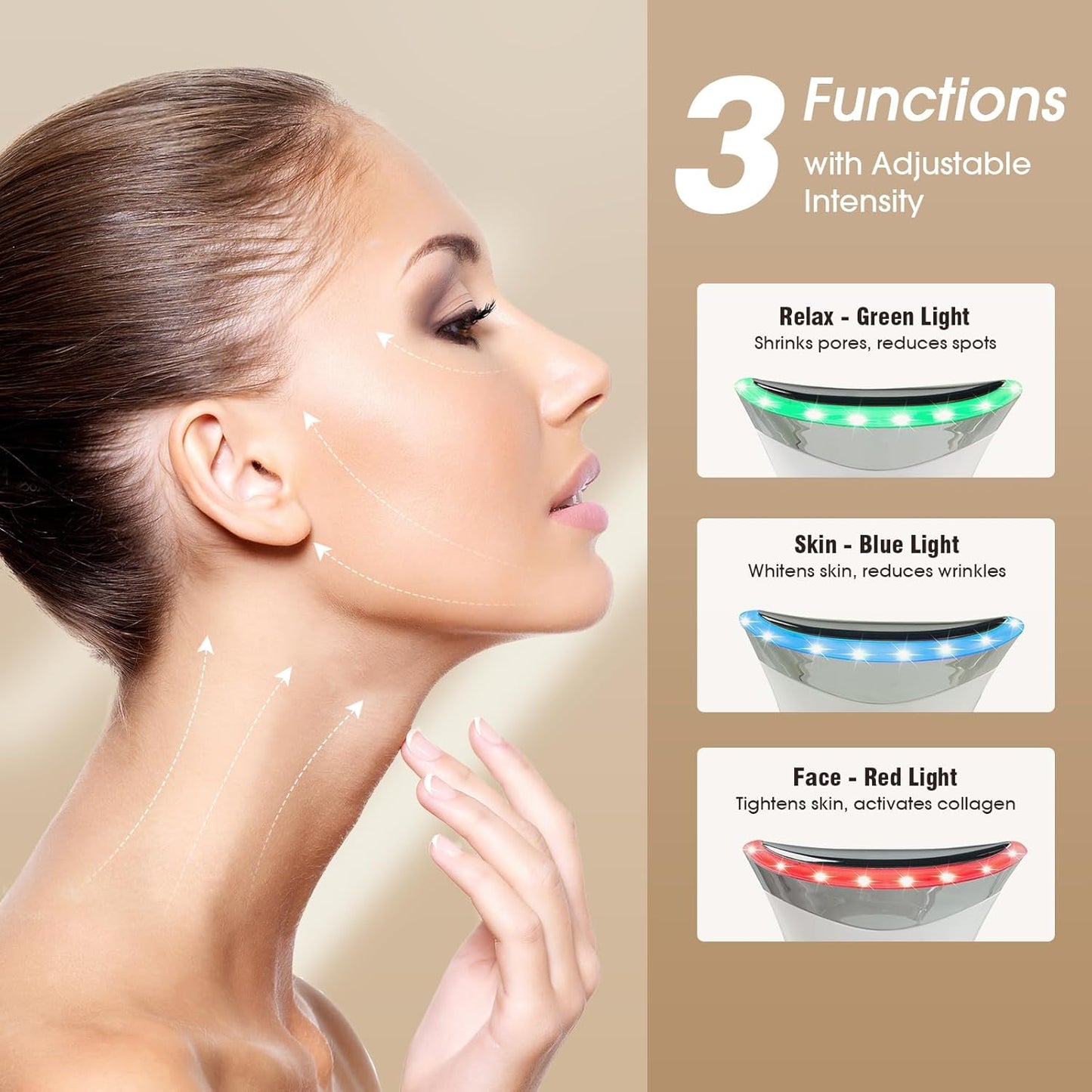 Facial Massager Face Lifting Device: Electric Skin Tightening Machine Neck Lift with 45°C Heat EMS Massage - 3 LED Microcurrent Wand Anti-Wrinkle - Anti-Aging Neck Eye Massagers for Skin Care