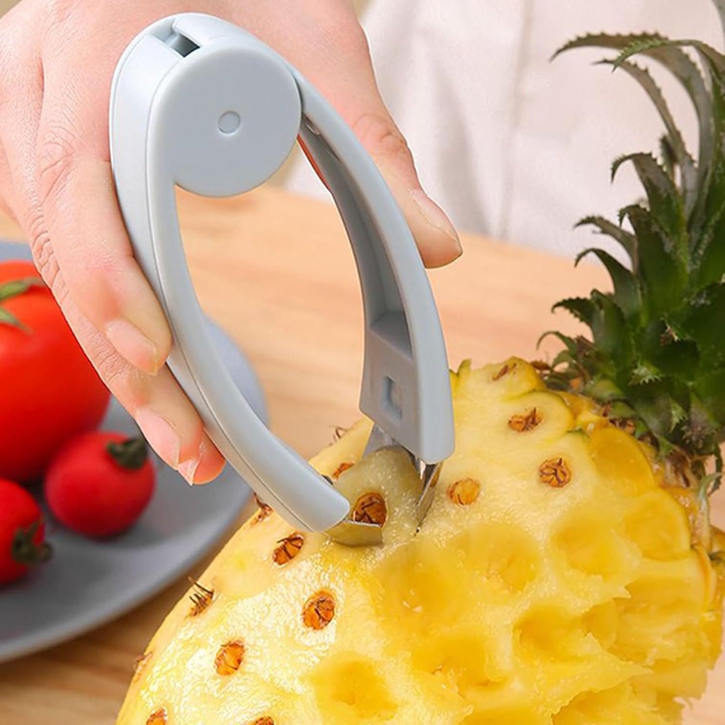 Strawberry Huller Stem Remover | Stainless Steel Pineapple Eye Removal Tool | Ergonomic Handle Tweezers, Kitchen Food Prep Cooking Utensils for Tomatoes, Cherry, Potatoes, Pepper