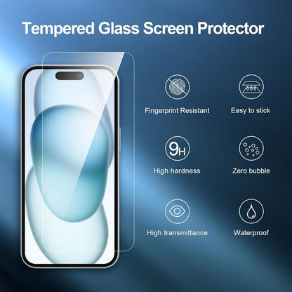 NEW'C [3 Pack] Designed for iPhone 16,15 (6.1 inches) Screen Protector Tempered Glass with easy installation tool included,Case Friendly Ultra Resistant
