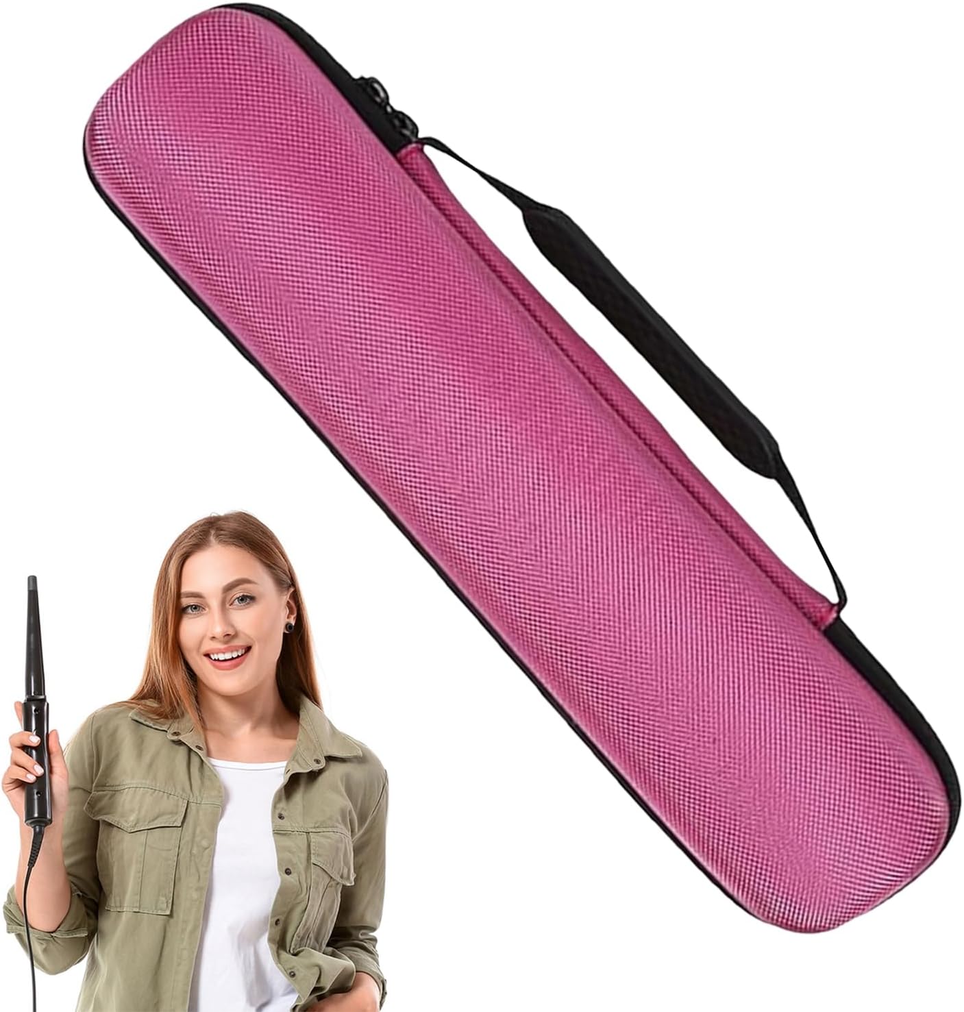Borsa per attrezzi per capelli, portatile in ferro , organizer da viaggio, multifunzione, impermeabile, per accessori per la cura dei capelli, styling per uomini e donne, Rosa acceso