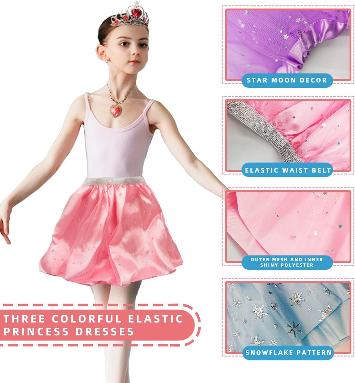 Princess Dress-Up Toys and Jewelry Set – Colorful Costumes with Skirts, Shoes, Crowns, and Accessories for Girls Ages 3-6, Perfect for Role Play and Dress-Up Fun