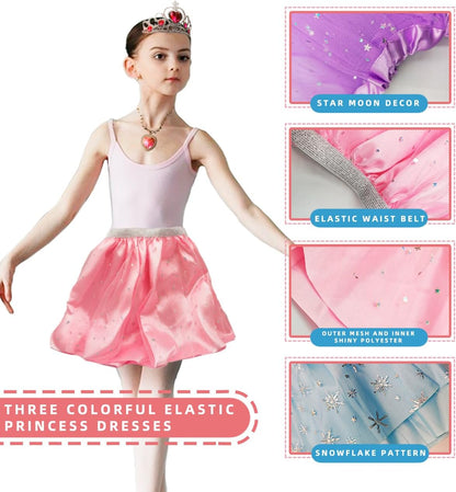 Princess Dress-Up Toys and Jewelry Set – Colorful Costumes with Skirts, Shoes, Crowns, and Accessories for Girls Ages 3-6, Perfect for Role Play and Dress-Up Fun