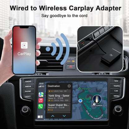 Wireless Carplay Adapter for iPhone, Wireless Carplay Adapter Car Accessories Wireless Convert Carplay 5GHz WiFi for iPhone iOS 10+ with Car Products 2017-2023