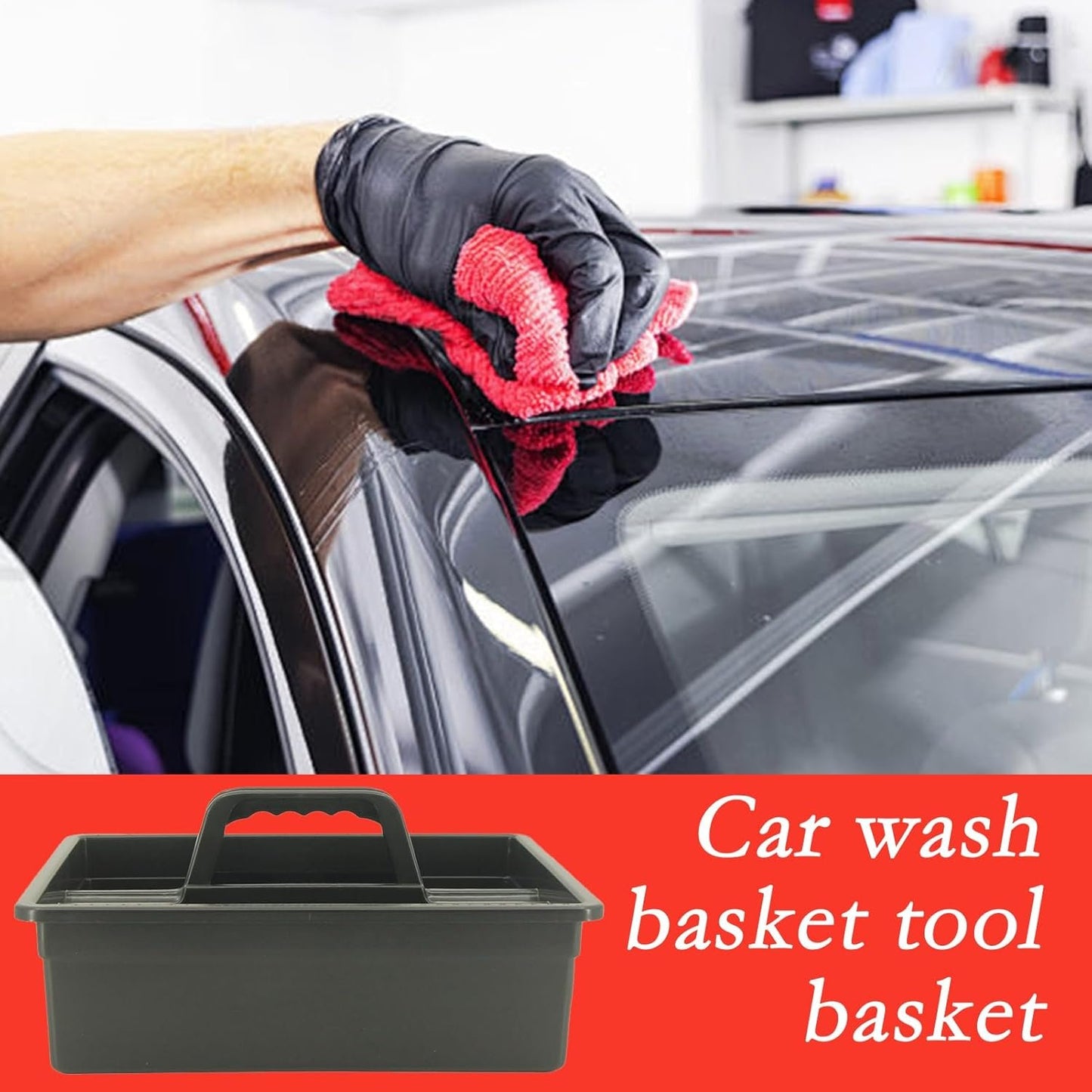 Cleaning Caddy, Organizer Basket with Handle, Housekeeping Caddy Storage, 14.76x11.41x6.88 Inches Compact Tray, Ideal for Auto Detailing, Garden, Laundry, Bathroom, Garage