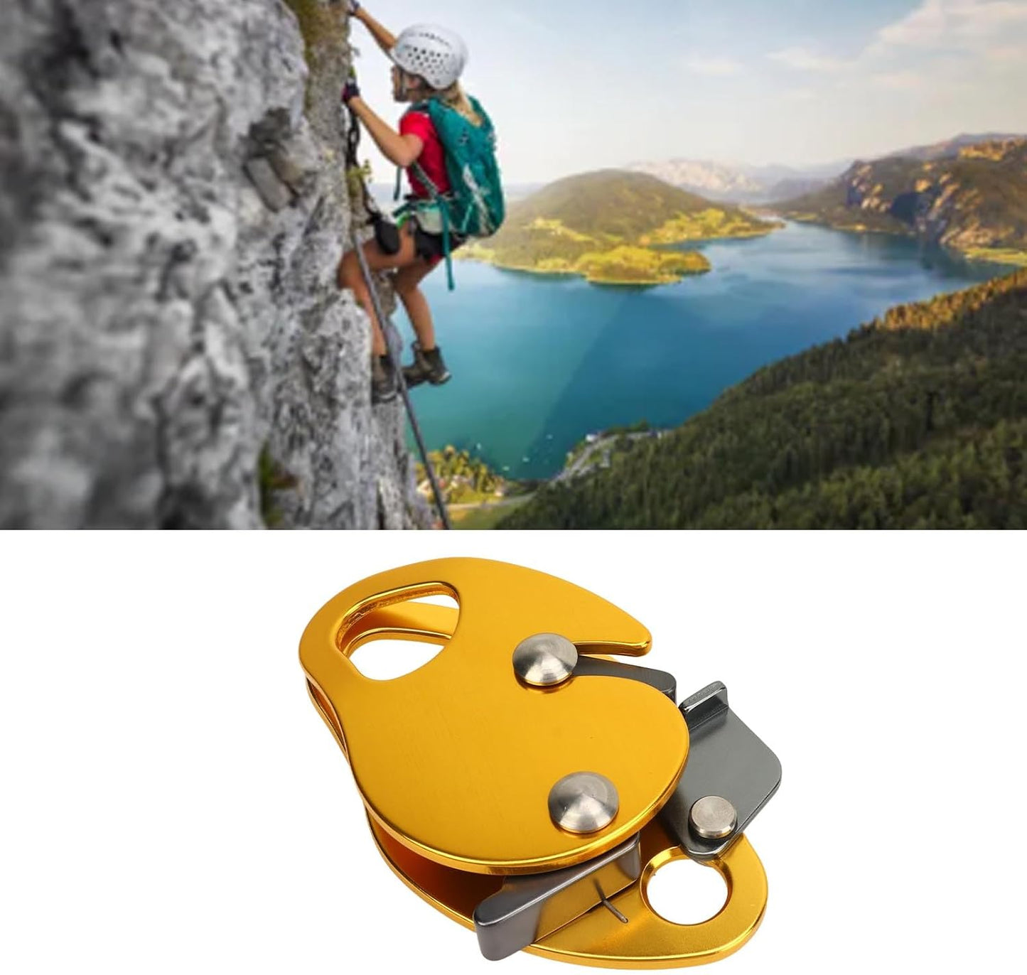 Vomeko Climbing Rope Grab, Climbing Fall Protection Belay Device, Aluminum Alloy Safety Climbing Grabbing Tool Mountaineering Self Locking Rope Grab Gear