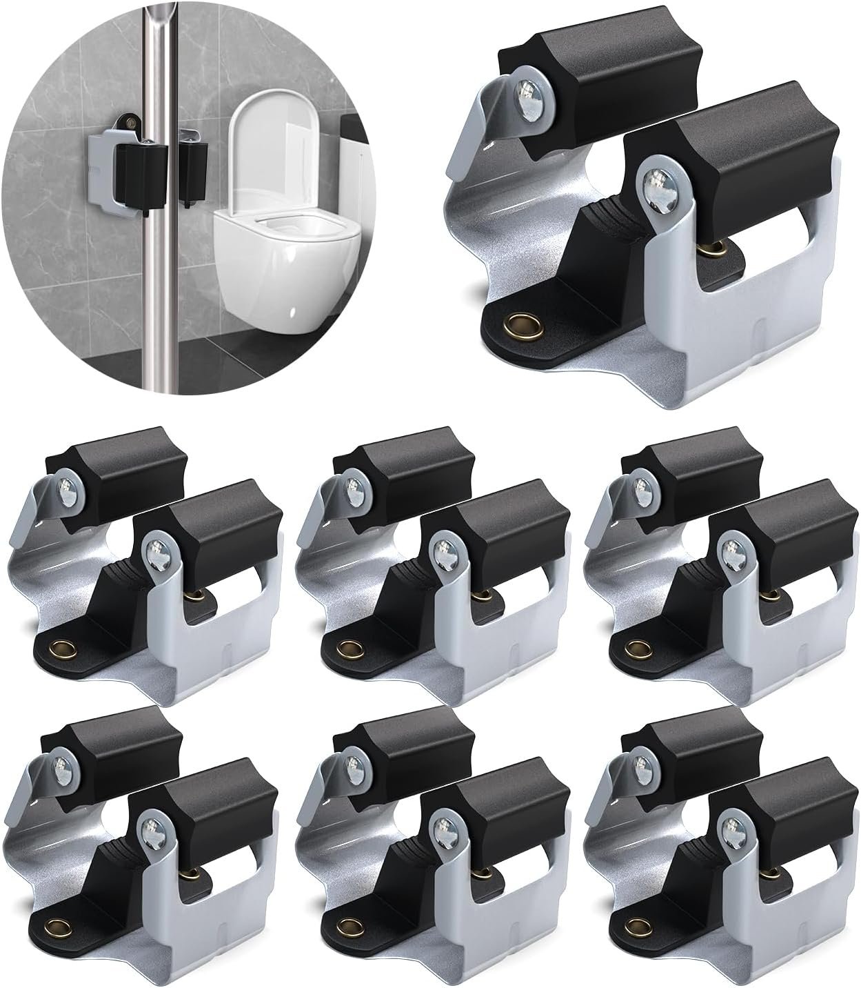 3-H Mop and Broom Holder Big Size Hanging 1 KG Extra,Broom Holder 6 Pack,Broom Holder Wall Mount for Garage Garden Shed Storage System Laundry Room Home Kitchen Organization(Black)