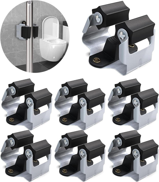 3-H Mop and Broom Holder Big Size Hanging 1 KG Extra,Broom Holder 6 Pack,Broom Holder Wall Mount for Garage Garden Shed Storage System Laundry Room Home Kitchen Organization(Black)