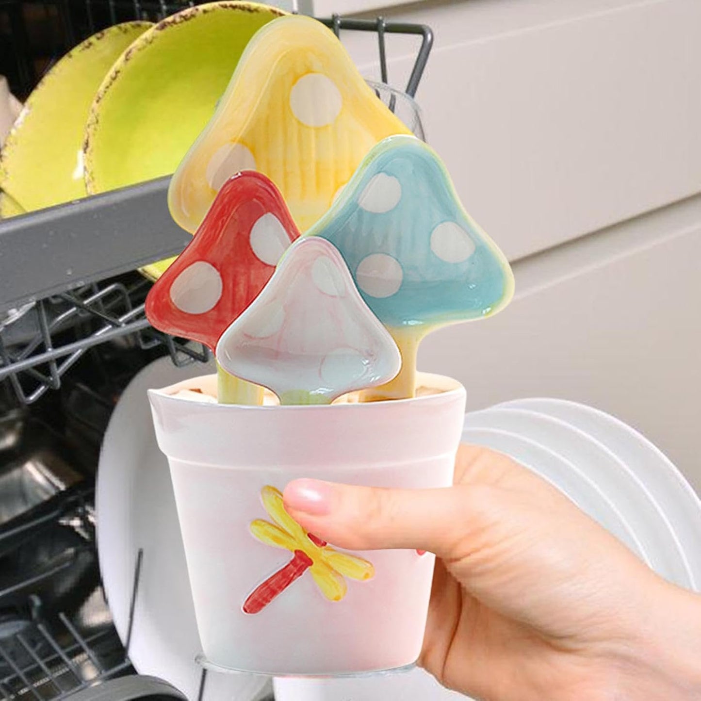 Mushroom Measuring Spoons, Measuring Spoons Set Kitchen Measuring Spoons Mushroom Decorative Kitchen Utensils Kitchen Utensils Ceramic Baking Mushroom Theme Gadgets