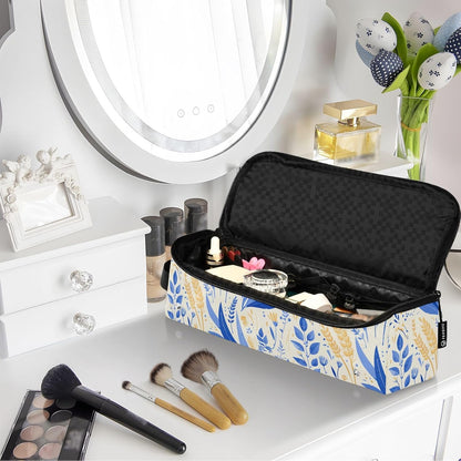 Borsa da viaggio per strumenti per capelli caldi blu cielo profondo e tappetino resistente al calore, organizer impermeabile per ferro arricciacapelli piatto e accessori per la cura dei capelli da