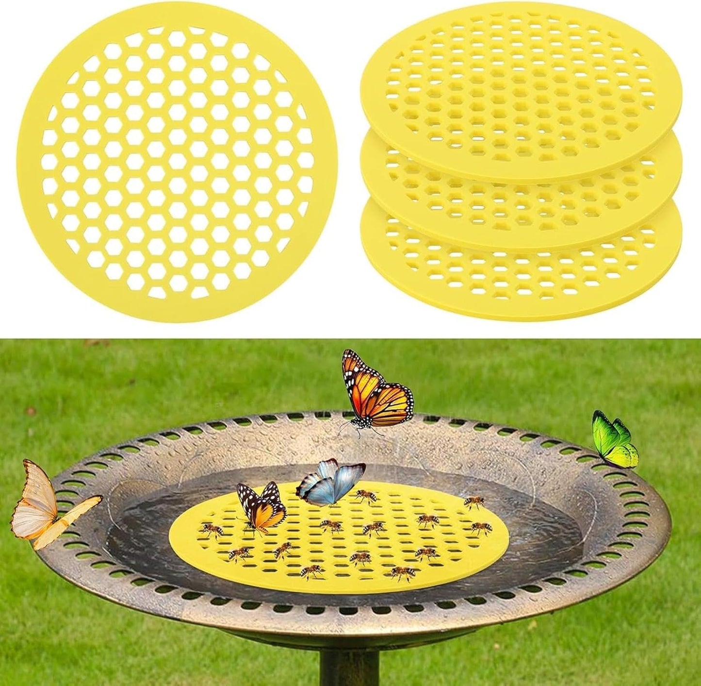 2 Pieces Bee Watering Station, 7.87 Inches Floating Bee Island, Round Floating Butterfly Water Container Feeding Tool for Outdoor B-ee Bath, Thirsty Pollinators