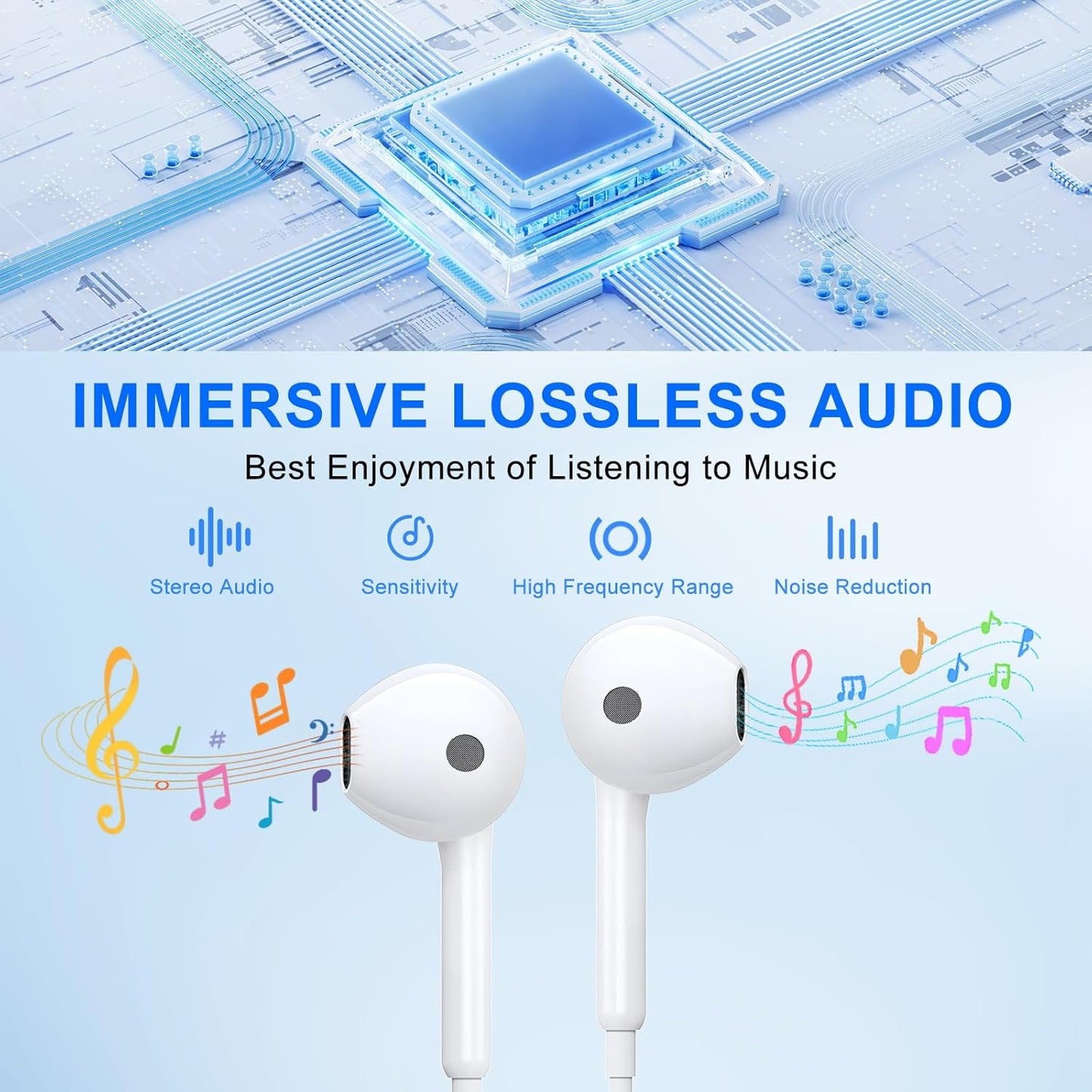 USB C Headphones,Wired Headphones HiFi Stereo Earphones with Microphone and Volume Control, in-Ear Earbuds Wired Earphones for iPhone 16/15/Pro/iPad/Google Pixel Samsung