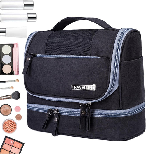 Travel Toiletry Bag, Hygiene Kit Bag, Hanging Toiletry Pouch, Wet and Dry Separation, Storage Organizer with Hook, Compact Design, Easy to Carry for Road Trips, 9.06x4.72x8.27 in