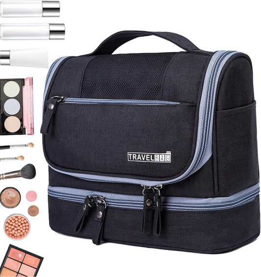 Travel Toiletry Bag, Hygiene Kit Bag, Hanging Toiletry Pouch, Wet and Dry Separation, Storage Organizer with Hook, Compact Design, Easy to Carry for Road Trips, 9.06x4.72x8.27 in