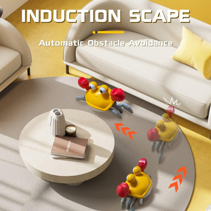 Crawling Crab Baby Toy, Infant Tummy Time Crawling Crab Toy Walking Moving Toy with Music & Automatic Obstacle Baby Interactive Learning Toy （Includes Battery, Meets IC Certification）