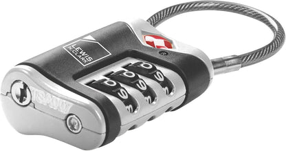 Lewis N. Clark TSA-Approved Easy-to-Set Combination Luggage Lock with Steel Cable, Black, Black, Taglia Unica