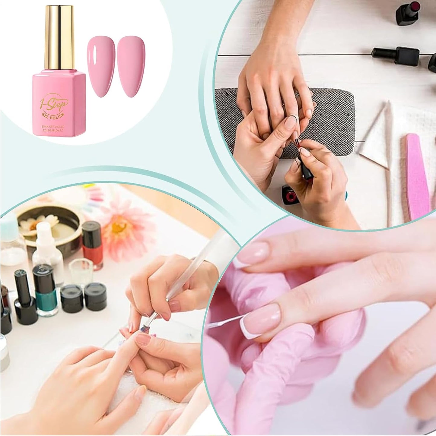 Nails Polish Gel, 12ml Nude Top and Base Coat Nail Polish, Fast Drying Glossy Finish, Led Uv Lamp Compatible for Daily Use, Home Manicure, Girls Beauty Care, 1.38 Inches
