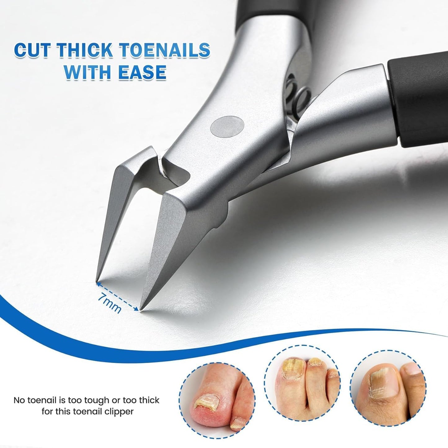 Cuticle Nippers,Thick Toenail Clippers,Toenail Clippers for Ingrown,Precision Toenail Clippers,Ergonomic Finger Nail Clippers for Adults, Seniors, Men and Women