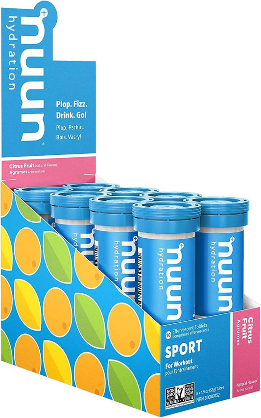 Nuun 3160408 Sport Hydrating Electrolyte Tablets, Citrus Fruit, 8 count