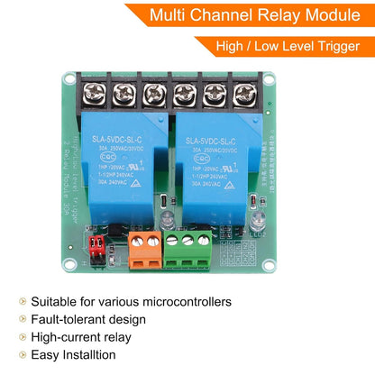 MECCANIXITY DC 5V 2 Channel Relay Module High or Low Level Trigger for Electronics Industrial Home Automation