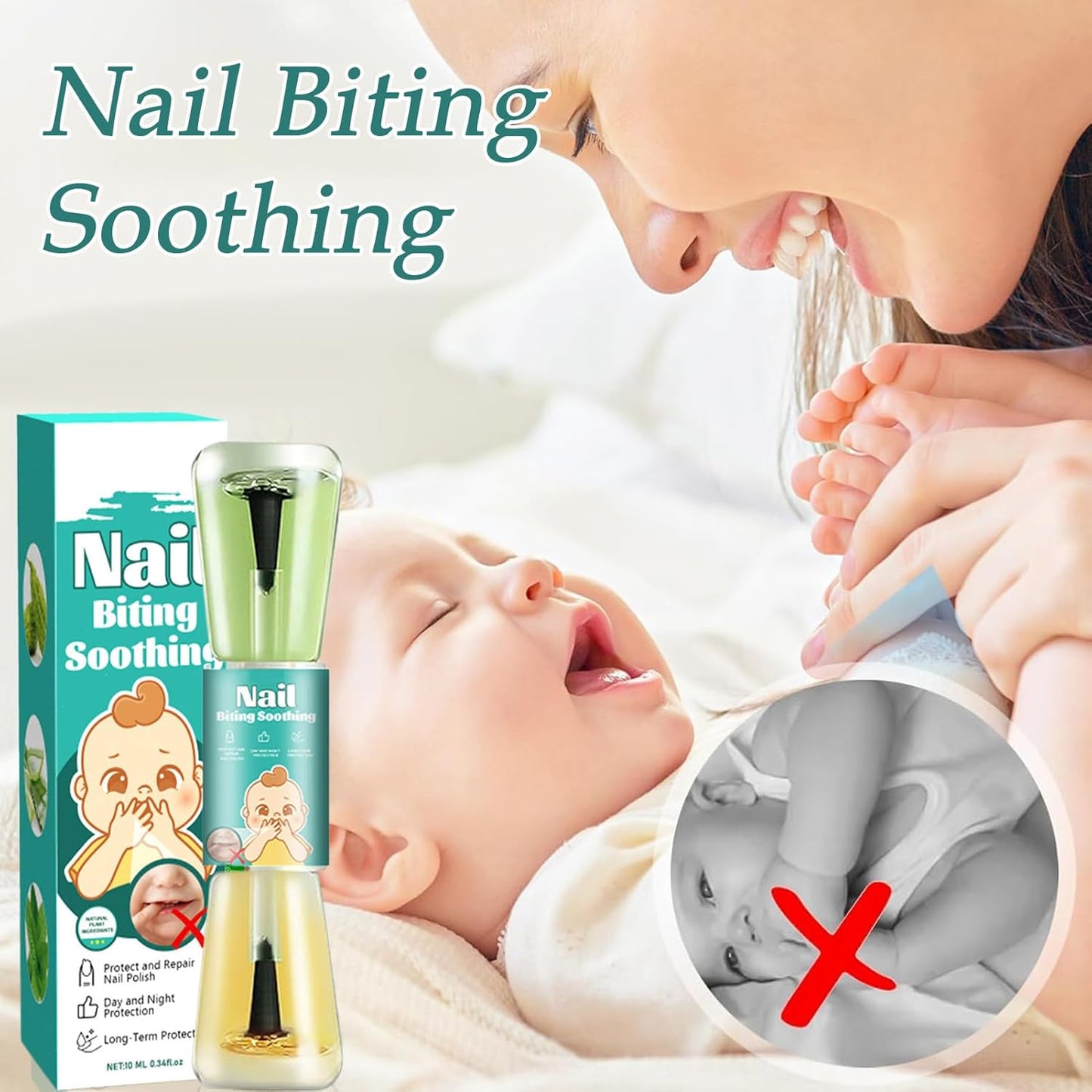 Nail Biting Polish, Nail Biter Stopper Polish, Safety & Effective Solution, Gentle and Bitter Taste, Ideal for Thumb Sucking, Deterring, Fingernail Care, Protector, No Bite, 10 ml
