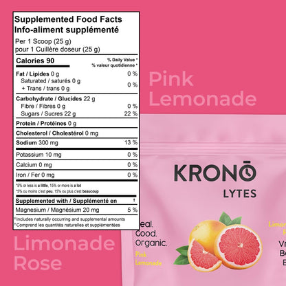 Krono Nutrition Sport Hydration drink mix – Energy & Electrolytes powder for Sports Performance - Vegan, Gluten Free, Organic – 40 servings (40 servings (1kg), Pink Lemonade)