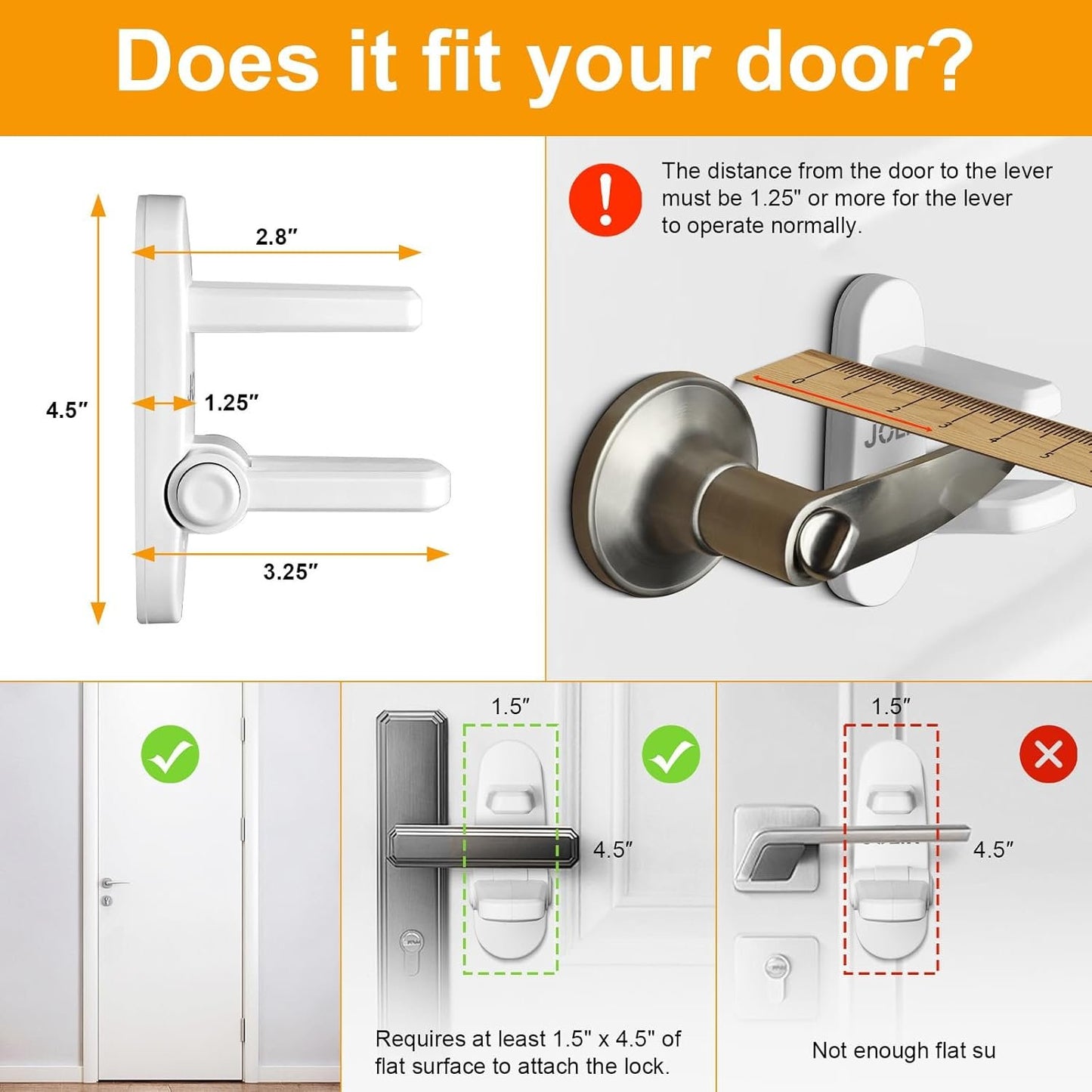 Jolik Improved Childproof Door Lever Lock(3 Pack)& Handles Premium Bonding Adhesive - door handle child proof