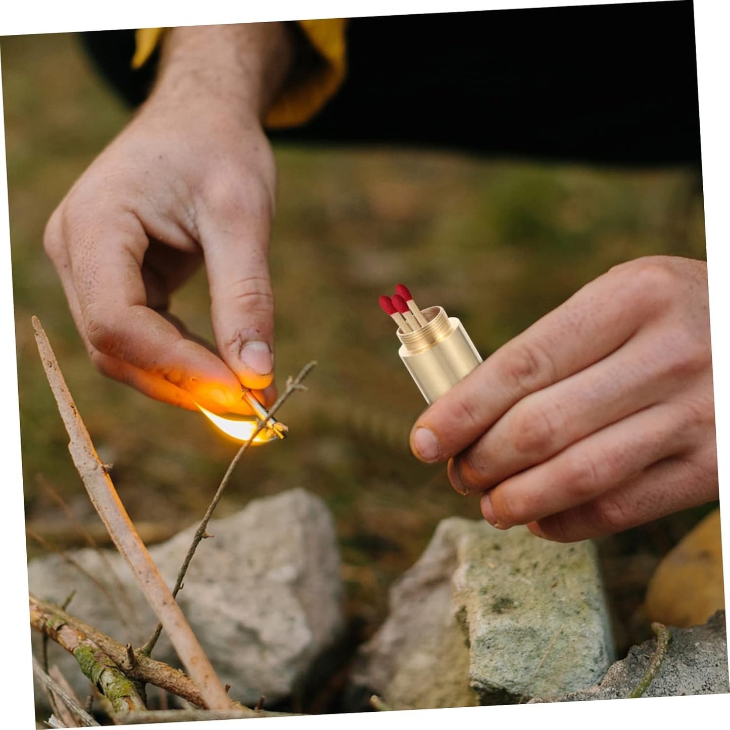 GANAZONO 2pcs Portable Camping Storage Box Metal Match Jar Waterproof Matches Case Outdoor Survival Tin