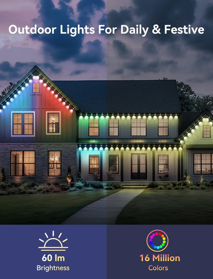 Permanent Outdoor Lights -Smart Eave Lights for House 25ft with 18 LED, RGB+IC IP67 Waterproof Eternity Lighting for Daily Decor, Work with Remote, APP, Alexa, Google Assistant