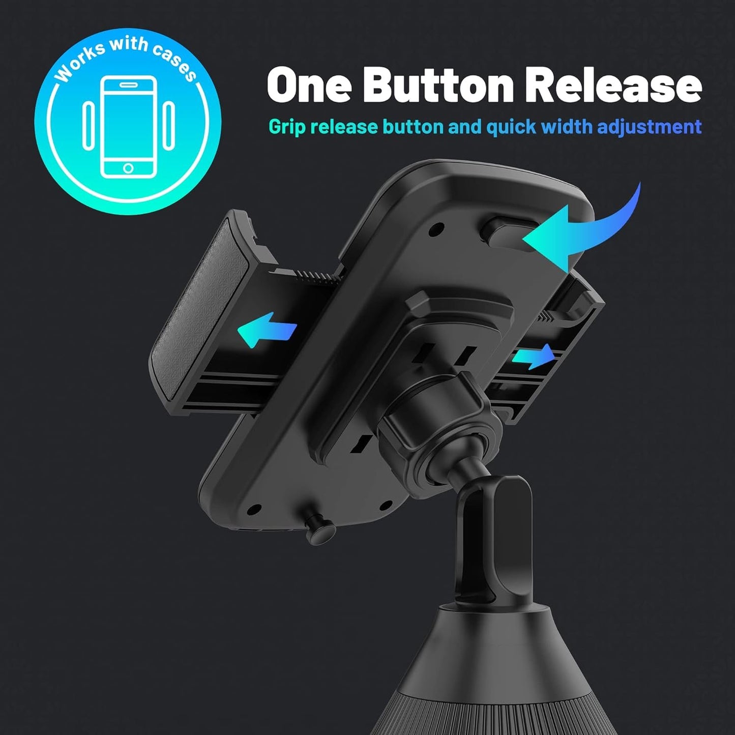 SEEKONE Universal Car Phone Holder, Smartphone Cup Holder for Car, Suitable for All Smartphones 5.5-10cm