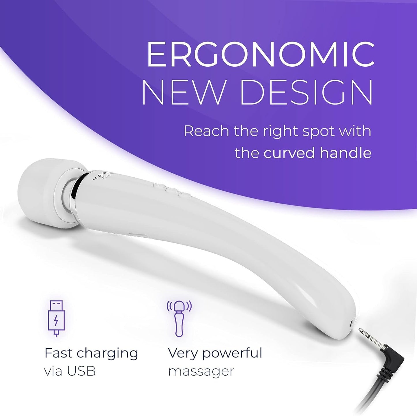 Yarosi Cordless Curve Therapeutic Device - 8 Powerful Speeds and 20 Patterns - For Muscle Aches and Sports Recovery - Rechargeable - Wireless and Travel Friendly - White