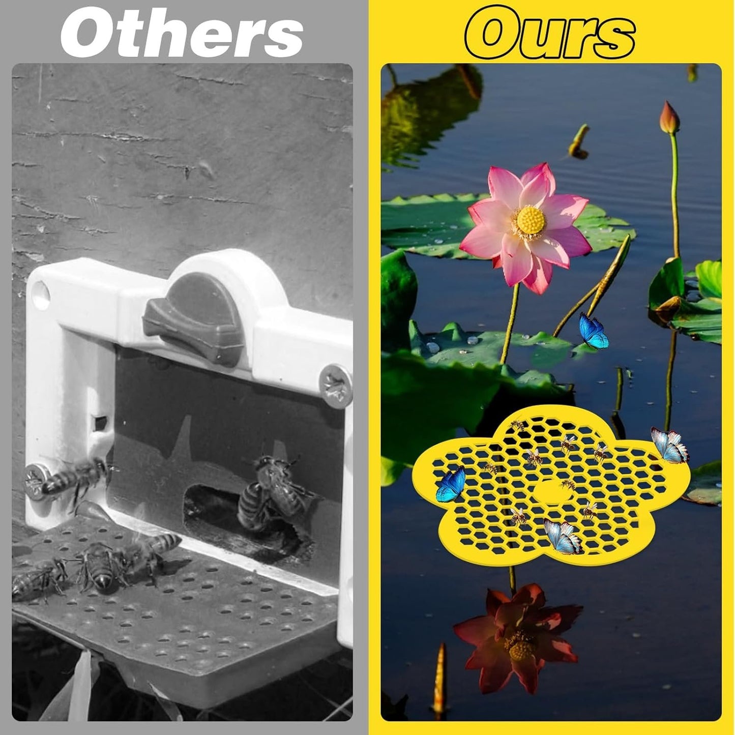 4Pcs Floating Bee Feeder 8.66in Flower Watering Station, Butterfly Waterer EVA Material for Outdoor Garden Bee Feeding Décor Thirsty Pollinators Flower Shape