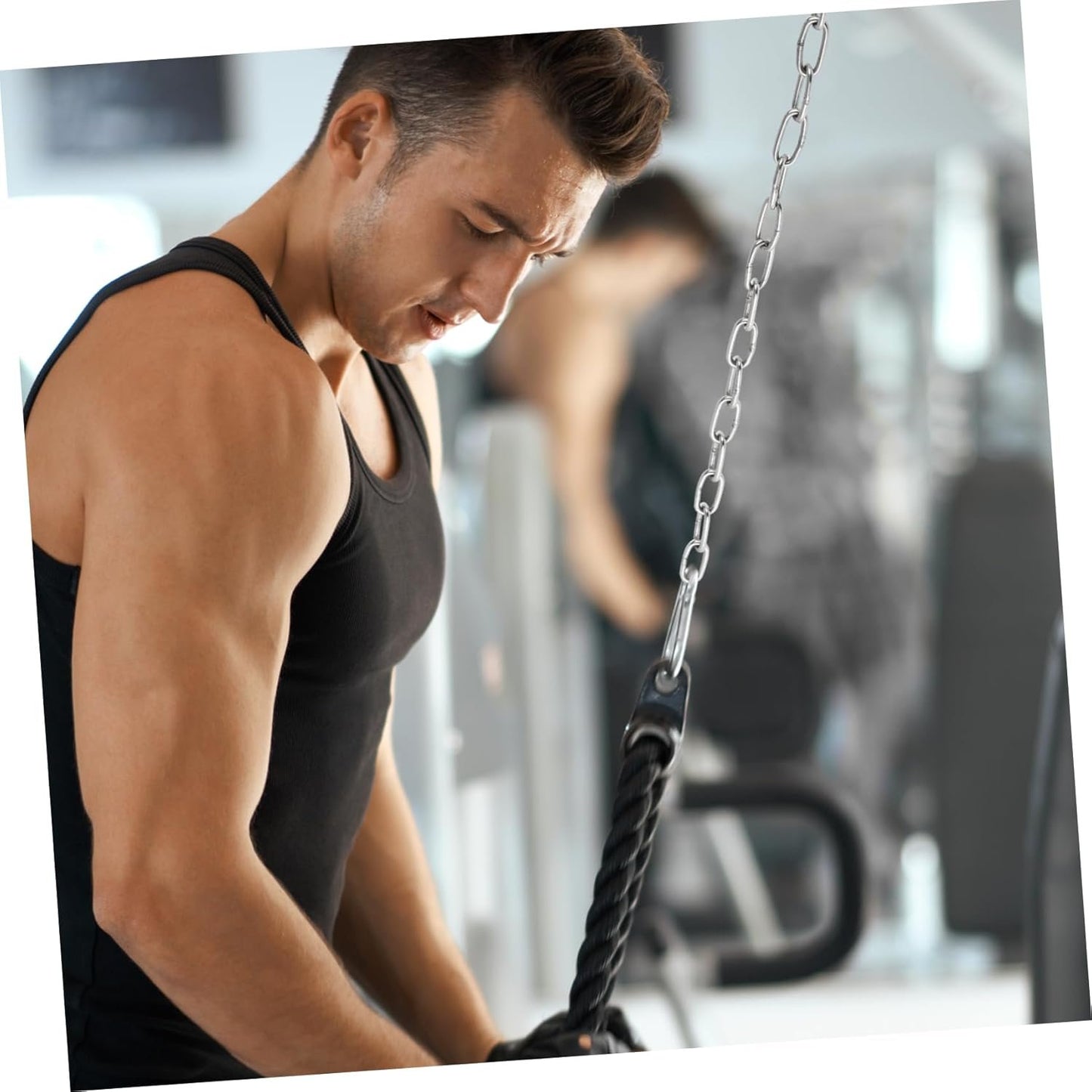 OSOLADY Home Gym Accessories Heavy Duty Chain for Weight Machine Extension LAT Pulldown Chain Hand Grip Strengthener Fitness Chain Extension Workout Fitness