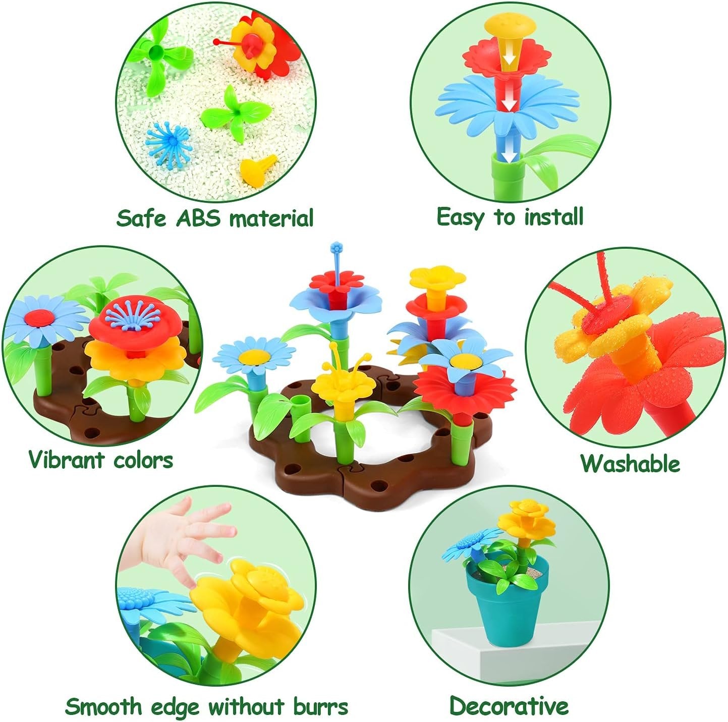 CUTE STONE Kids Gardening Tool Set, Garden Toys with Wheelbarrow, Watering Can, Shovel, Flower Garden Building Toy, Pretend Play Outdoor Indoor Toy, Spring Summer Toy Gifts for Boys Girls