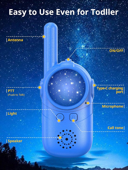 Inspireyes Rechargeable Kids Walkie-Talkie, 48 Hours Working Time, 3 Kilometers Long Range, Birthday Gifts for Boys Girls, Outdoor Toys for 3-12 Years Old Kids