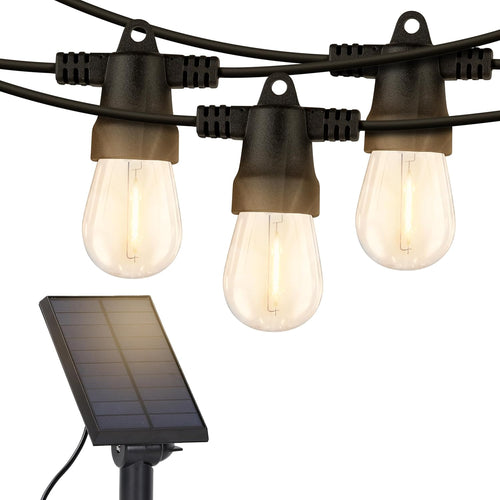 Brightech Ambience Pro Solar Powered Outdoor String Lights - Commercial Grade Patio Lights with 27 Ft Edison Bulbs - Shatterproof LED Solar String Lights - 1W LED, Warm White Light