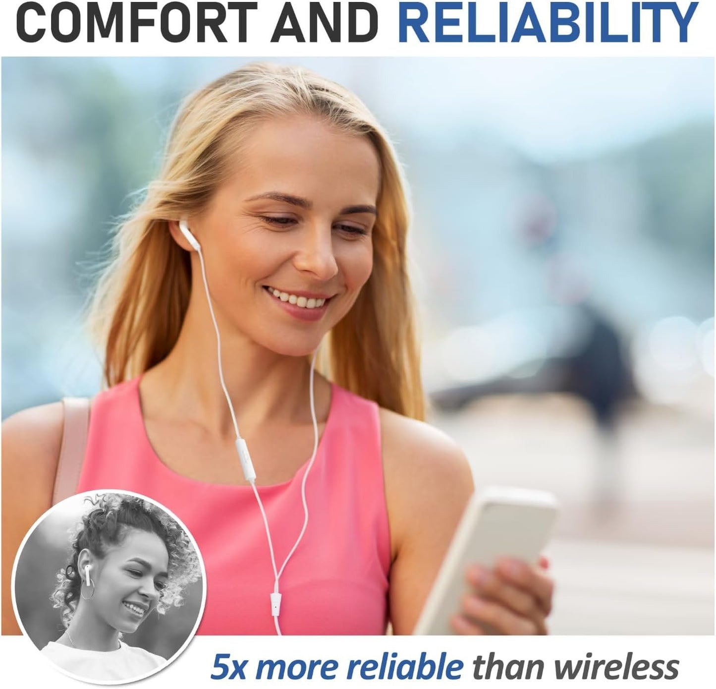 LUDOS FEROX Wired Earbuds in-Ear Headphones, Earphones with Microphone, 5 Years Warranty, Noise Isolation Corded for 3.5mm Jack Ear Buds for iPhone, iPad, Samsung, Computer, Laptop, Gaming, Sports
