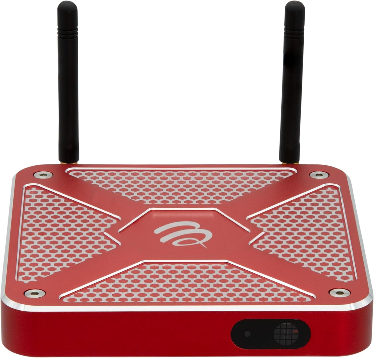 BuzzTV X5 SS Android 13 TV Box, 4GB DDR4 RAM, 128GB Storage, Scarlet Red Aluminum, Voice-Controlled Remote, Wireless AX, USB-C, Global Power Adapters