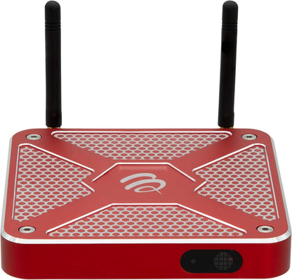 BuzzTV X5 SS Android 13 TV Box, 4GB DDR4 RAM, 128GB Storage, Scarlet Red Aluminum, Voice-Controlled Remote, Wireless AX, USB-C, Global Power Adapters