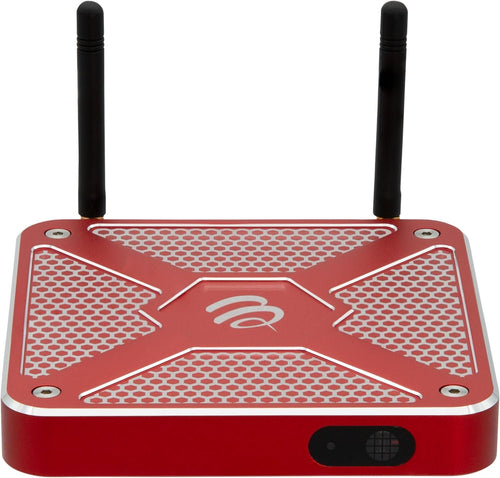 BuzzTV X5 SS Android 13 TV Box, 4GB DDR4 RAM, 128GB Storage, Scarlet Red Aluminum, Voice-Controlled Remote, Wireless AX, USB-C, Global Power Adapters