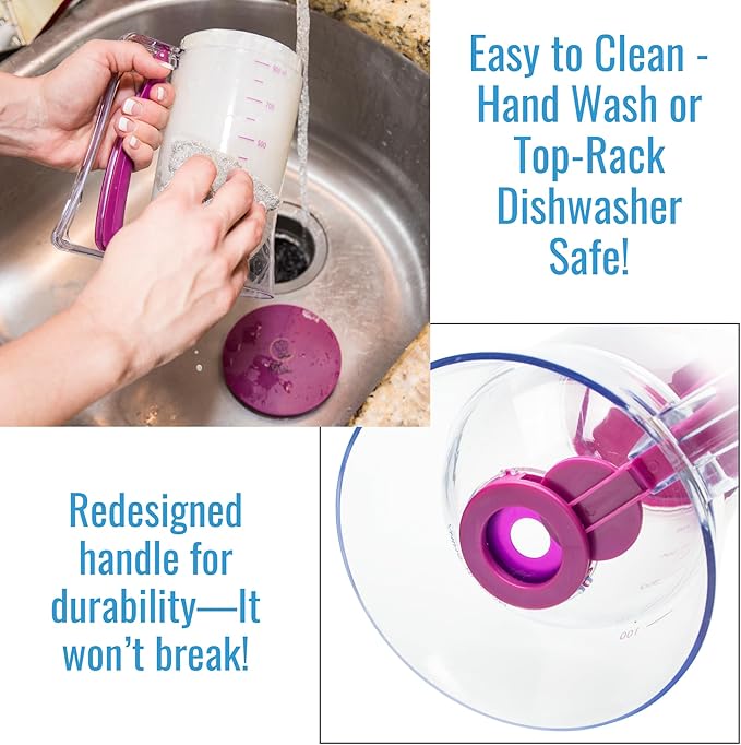 KPKitchen Pancake Batter Dispenser - Kitchen Must Have Tool for Perfect Pancakes, Cupcake, Waffle, Muffin Mix, Cake & Crepe - Easy Pour Baking Supplies for Griddle - Pancake Maker with Measuring Label